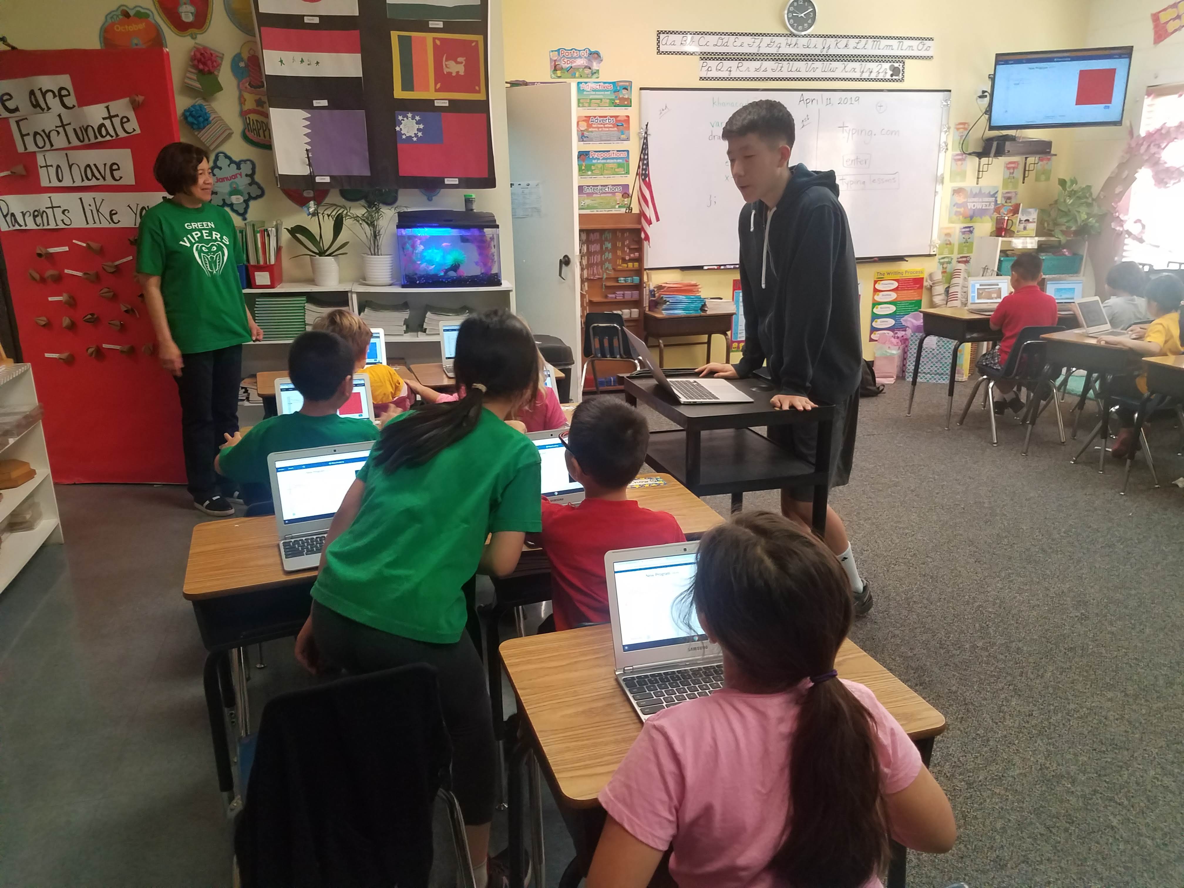 First and Second Graders Coding Class